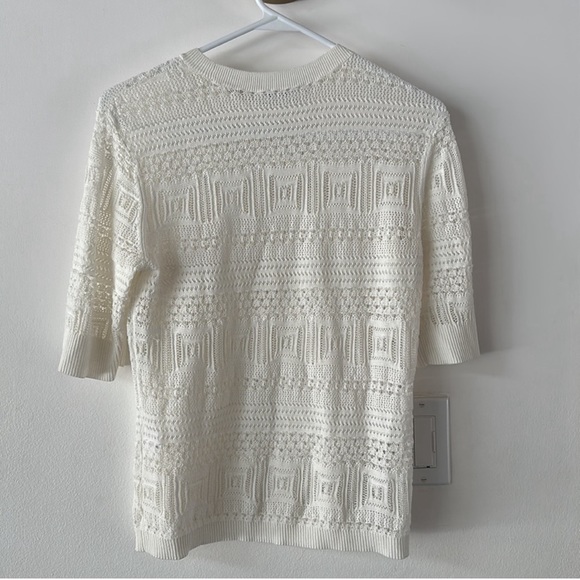 Frame Denim white open weave elbow length sweater - Picture 3 of 4
